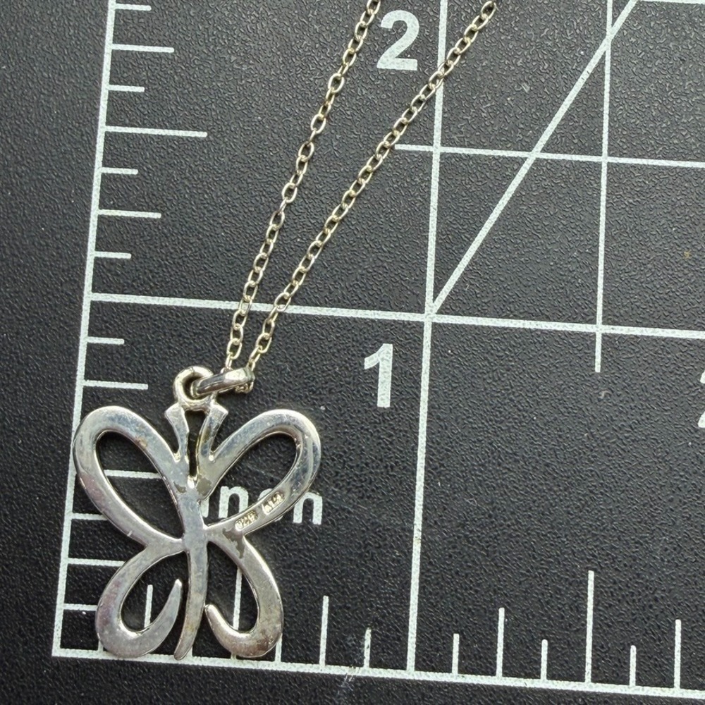 Sterling Silver 925 Open Butterfly Cutout Pendant Necklace 18" Spring Marsala - Picture 7 of 8